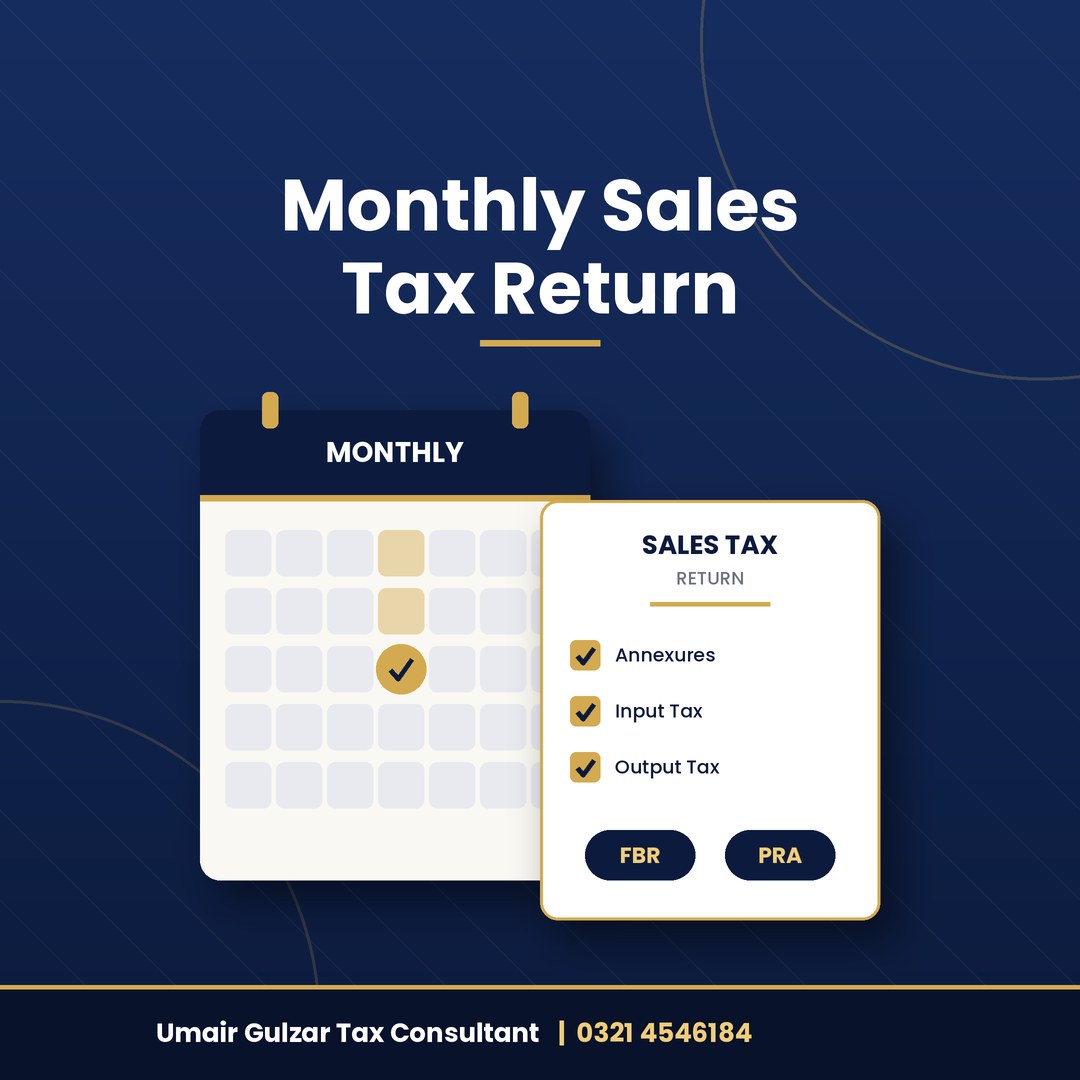 FBR and PRA monthly sales tax return filing services in Lahore